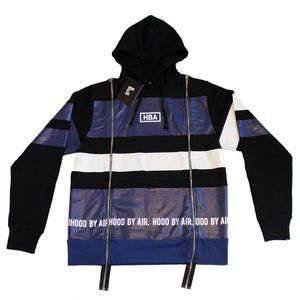 Brand NEW Hood By Air Blue / Black Striped Zipper Hoodie